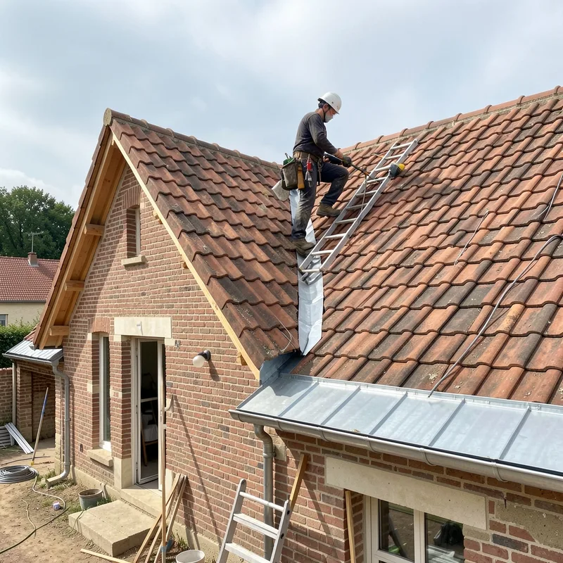 Toiture nettoyée et gouttières neuves sur une maison halluinoise